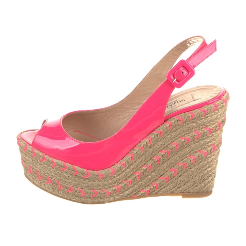 Valentino Garavani Pink Wedge Sandals with Slingback Design